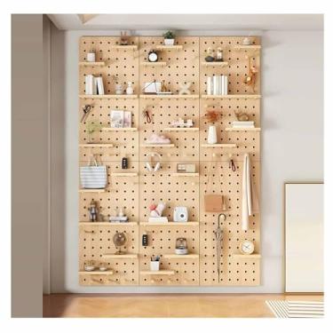 Imagem de Organizador de parede de madeira para armazenamento de ferramentas de garagem e organização de escritório - painel de exibição de parede, bege, 12 mm de espessura