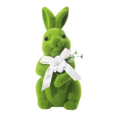 Imagem de Decoração de coelhinho da Páscoa flocado, arte compacta de figura de coelho | Coelhinho da Páscoa flocado - para crianças, família, férias, casa, prateleira, armário, entrada, quarto