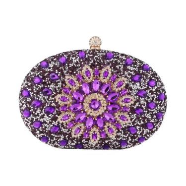 Imagem de Bolsa De Noite Com Strass De Diamante, Clutch De Metal Com Corrente, B