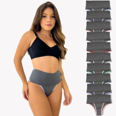Imagem de Kit 10 Calcinhas Modeladora Cós Alto Reforçado Tapa Barriga - Rupee Fo