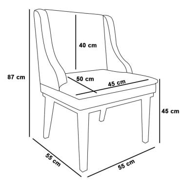 Imagem de Kit 2 Cadeiras Estofadas Para Sala De Jantar Base Fixa De Madeira Castanho Lia Veludo Off White - Ibiza
