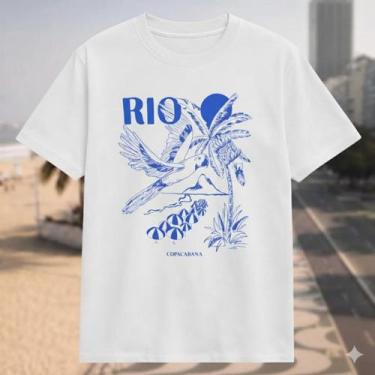 Imagem de Camisa Camiseta Unissex Rio de Janeiro Estilo Farm Papagaio Palmeira C
