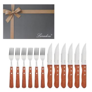 Imagem de Faqueiro de Churrasco Faca Jumbo - Madeira Escura (12 Peças) - Larador