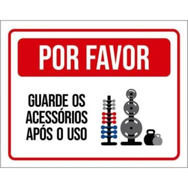 Imagem de Kit 5 Placas Academia Guarde Acessórios Após Uso - Sinalizo