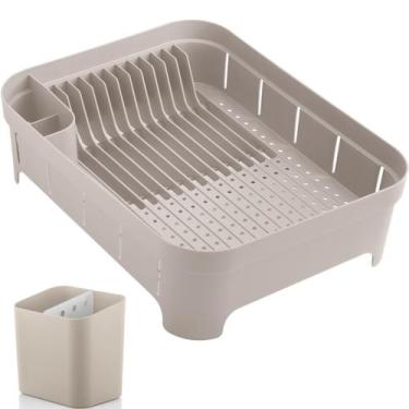 Imagem de Kit Escorredor De Louça Prato Talheres Utensílios De Cozinha, Bege