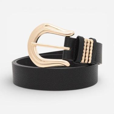 Imagem de Cinto Feminino Preto com Fivela Dourada - LUZ CAMILA, Preto, UN