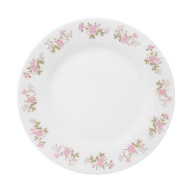 Imagem de Prato Raso De Vidro Branco Flowers Flores Pink 25,5cm Em Casa Tem