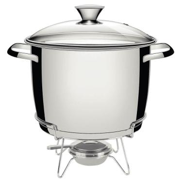 Imagem de Rechaud Tramontina Allegra Em Aço Inox Fundo Triplo Com Fogareiro E Tampa De Vidro 7,8 L 65650684