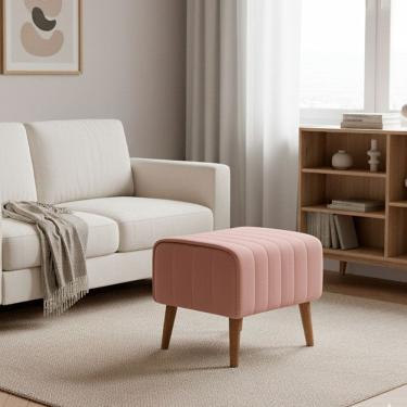 Imagem de Puff Verso Bouclé Premium Exclusivo De Luxo Assento Extra Para Sala Quarto Pés Palito Design Autoral