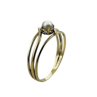 Imagem de Anel em Ouro 18K Aro Triplo com Pérola - Joia Exclusiva - Justino Riba