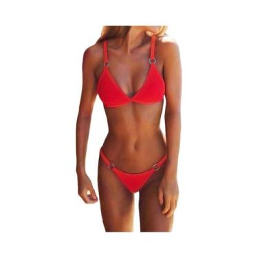 Imagem de Conjunto De Biquíni Feminino Sexy Com Fenda E Amarrações, Moda Praia M