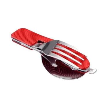 Imagem de Canivete Dobrável 4 Em 1 De Aço Inoxidável Com Garfo E Colher Para Cam