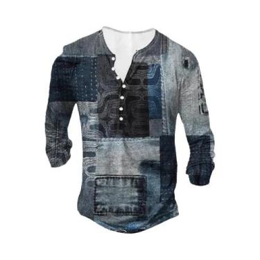 Imagem de Camisas Masculinas Vintage De Manga Longa Com Botões, Estilo Casual E 