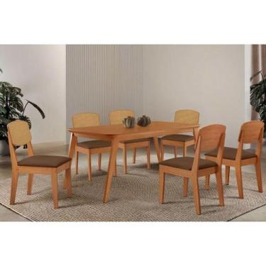 Imagem de Sala Jantar Mesa Havana Tampo Curvo 180cm+6 Cadeiras Havana Naturale -