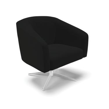 Imagem de Poltrona Decorativa Giratória Cromada Stella Linho Preto D03 - D'Rossi