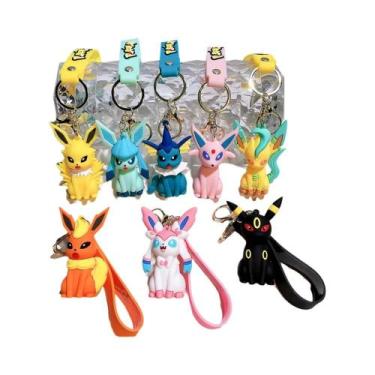 Imagem de Conjunto De Chaveiros Eevee Family Evolution Pokémon PVC Com Clipe Pok