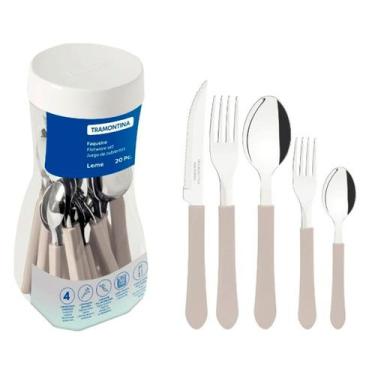 Imagem de Faqueiro 20 Peças Leme Cinza Aço Inox Polipropileno Tramontina