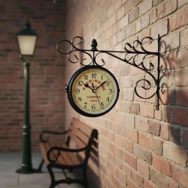 Imagem de Relógio Dupla Face De Parede Estação Ferroviária Analógico - Yeet