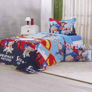 Imagem de Kit Colcha Solteiro Superman 100% Poliéster 160x220cm Bene Casa