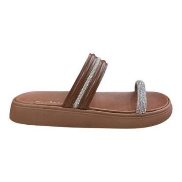 Imagem de Chinelo Papete Feminino Moleca Casual Conforto Tiras Brilho Strass Superleve Antiderrapante 5469.152-Feminino