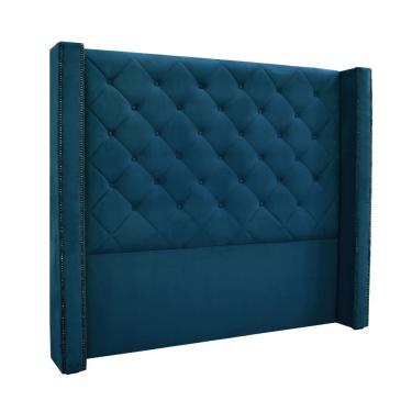 Imagem de Cabeceira Cama Box Casal Vicenza 140cm com Puff Recamier Madeira Maciça Estofada Veludo...