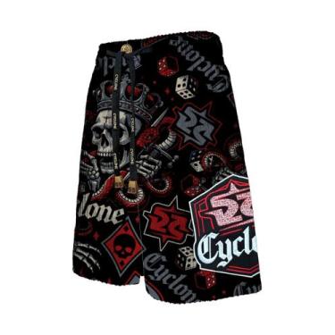 Imagem de (LANÇAMENTO) Bermuda Cyclone Veludo Skull Joker, Preto, Vermelho, 3G