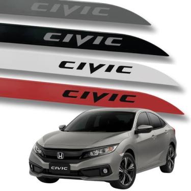 Imagem de Jogo Friso Slim Lateral Honda Civic Original com Grafia Cores, Branco 