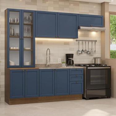 Imagem de Armário de Cozinha Completa 270 cm Rustic Vik Madesa 05, Rustic/Azul