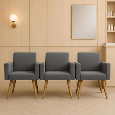 Imagem de Kit 3 Poltronas Nina Para Sala Clínica Studeo Consultório - Móveis Maf