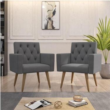 Imagem de Kit 2 Poltronas Capitonê Sala Escritório Consultório - Móveis Mafer, C