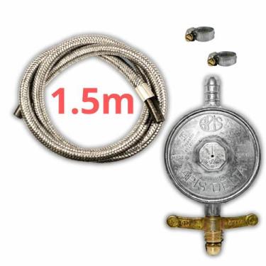 Imagem de Kit Registro Regulador Click Gás Apis Delta e Mangueira Flexível de aç