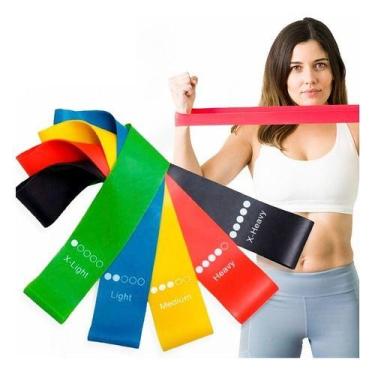 Imagem de Kit 5 Faixas Mini Band Exercícios Multifuncional Yoga Fisioterapia e T