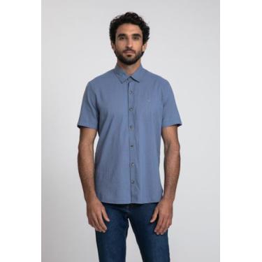 Imagem de Camisa Docthos Slim Manga Curta Linho Flamê, 012 azul, M