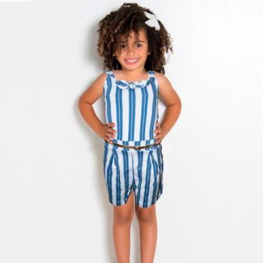 Imagem de Macacão Infantil Menina Criança Pantacourt Listrado T 1 Ao 3 - ANJO DA