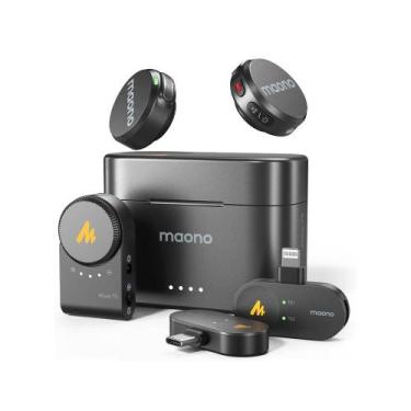 Imagem de Microfone Lapela Sem Fio Maono Wave T5 Combo Câmera, USB Tipo-C e Ligh