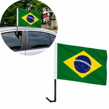 Imagem de Bandeira do Brasil 45x30cm com Haste para Carro