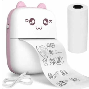 Imagem de Impressora Gatinho Portátil Térmica De Bolso - Azul e Rosa, Rosa