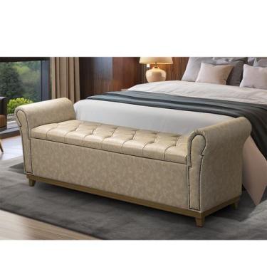 Imagem de Baú Para Quarto Cama Box Queen Size material sintético Estofado - D'Ju