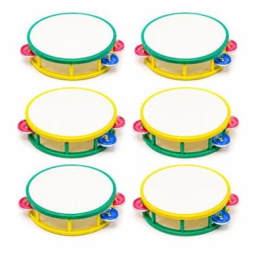 Imagem de Kit 6 Pandeiro Infantil Brasil Copa Torcida Escola Crianças Educativo 