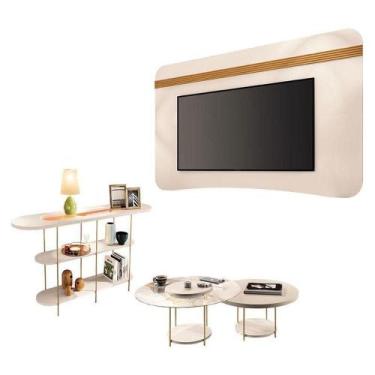 Imagem de Painel Suspenso Armony Off White Cinamomo Com Kit Mesa De Centro Sky E