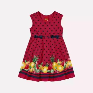 Imagem de Vestido Bebê Menina com Laço Menina Kyly Cor:VermelhoTamanho:1, Vermel