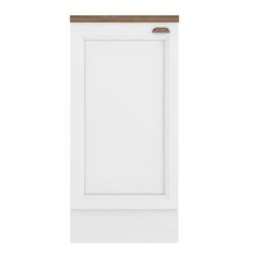 Imagem de Balcão com Tampo Unna 12532P 1 Porta 1 Prateleira MDP e MDF 41CM Branco Poliman Móveis