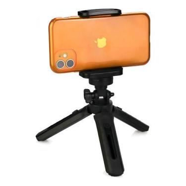 Imagem de Mini Tripe Para Celular 20cm Com Suporte - Preto - sem marca