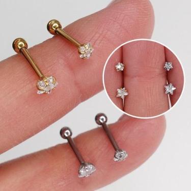 Imagem de MICROBELL RETO AÇO CRISTAL STAR - Piercing de Aço Cirúrgico com Zircôn
