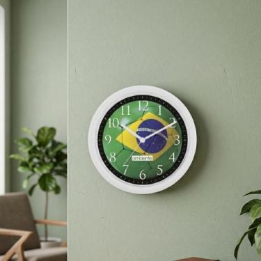 Imagem de Relógio De Parede Brasil Decorativo Futebol Branco Premium Resistente 