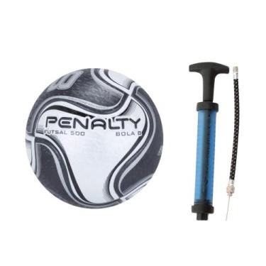 Imagem de COMP Kit Bola de Futsal Penalty 8 X Branca/Preta + Bomba de Ar Double 