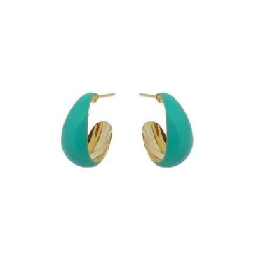 Imagem de ARGOLA MÉDIA COLORIDA ESMALTADA BANHADA A OURO - Joia Elegante - VIDIÈ