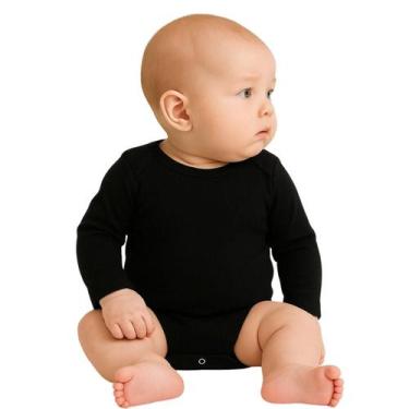 Imagem de Body Manga Longa Botões Infantil Bebê Brandili, M, Preto