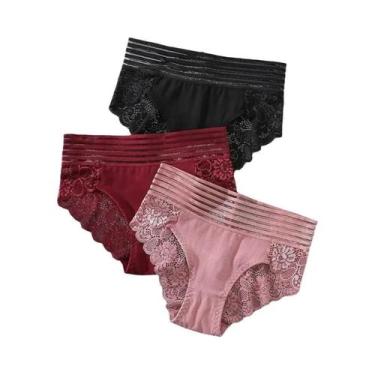 Imagem de Calcinhas Sexy De Renda Para Mulheres, 3 Peças, Roupas Íntimas Feminin