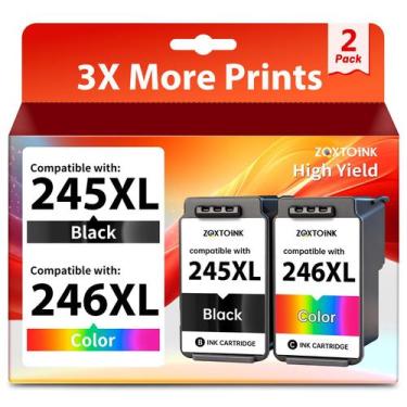Imagem de Cartucho de Tinta ZQXTOINK 245XL 246XL Preto e Colorido, Kit com 2 Uni